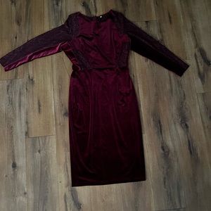 Amazon Women’s Velvet and Lace Wine color dress size 14